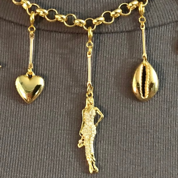 SOLD—White Lotus Lucia Greco Gold 7 Detachable Charms Necklace, Handmade Replica - Picture 4 of 16